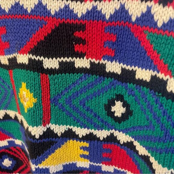 Nordstrom Vintage 90’s Classiques Entier Bold Geo V-Neck Sweater, Streetwear, S - Picture 3 of 5